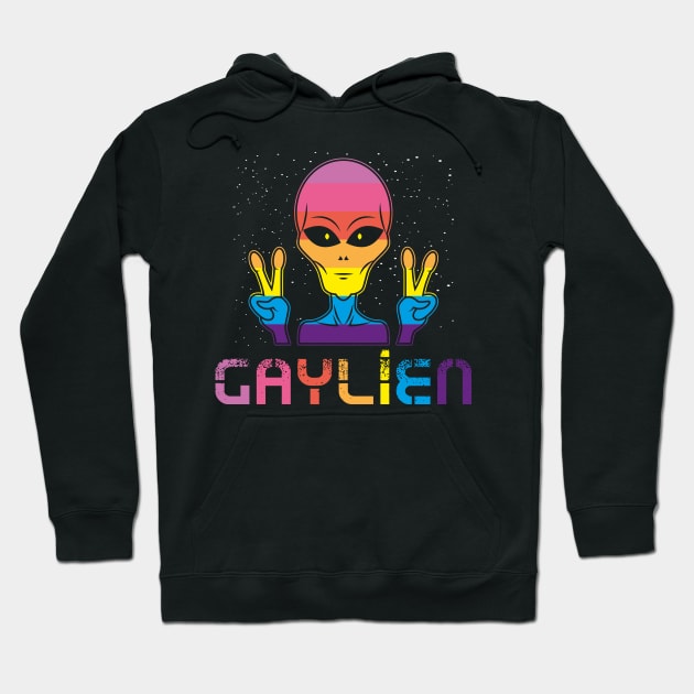 Gay Alien Gaylien Rainbow Pride LGBT Gift Hoodie by Fresan